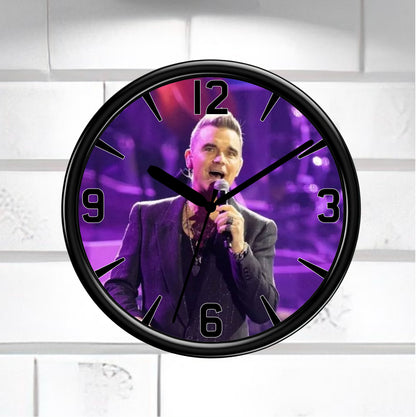 Robbie Williams Purple Wall Clock – Iconic Pop Legend Silhouette Tribute