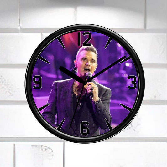 Robbie Williams Purple Wall Clock – Iconic Pop Legend Silhouette Tribute