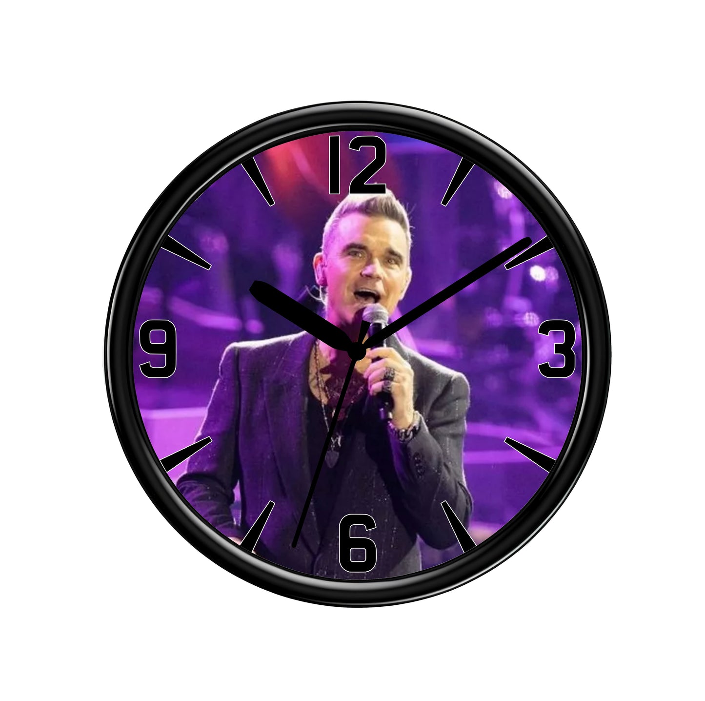 Robbie Williams Purple Wall Clock – Iconic Pop Legend Silhouette Tribute