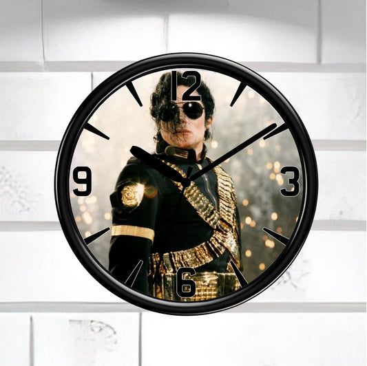 Michael Jackson Wall clock, black clock on a white tile wall