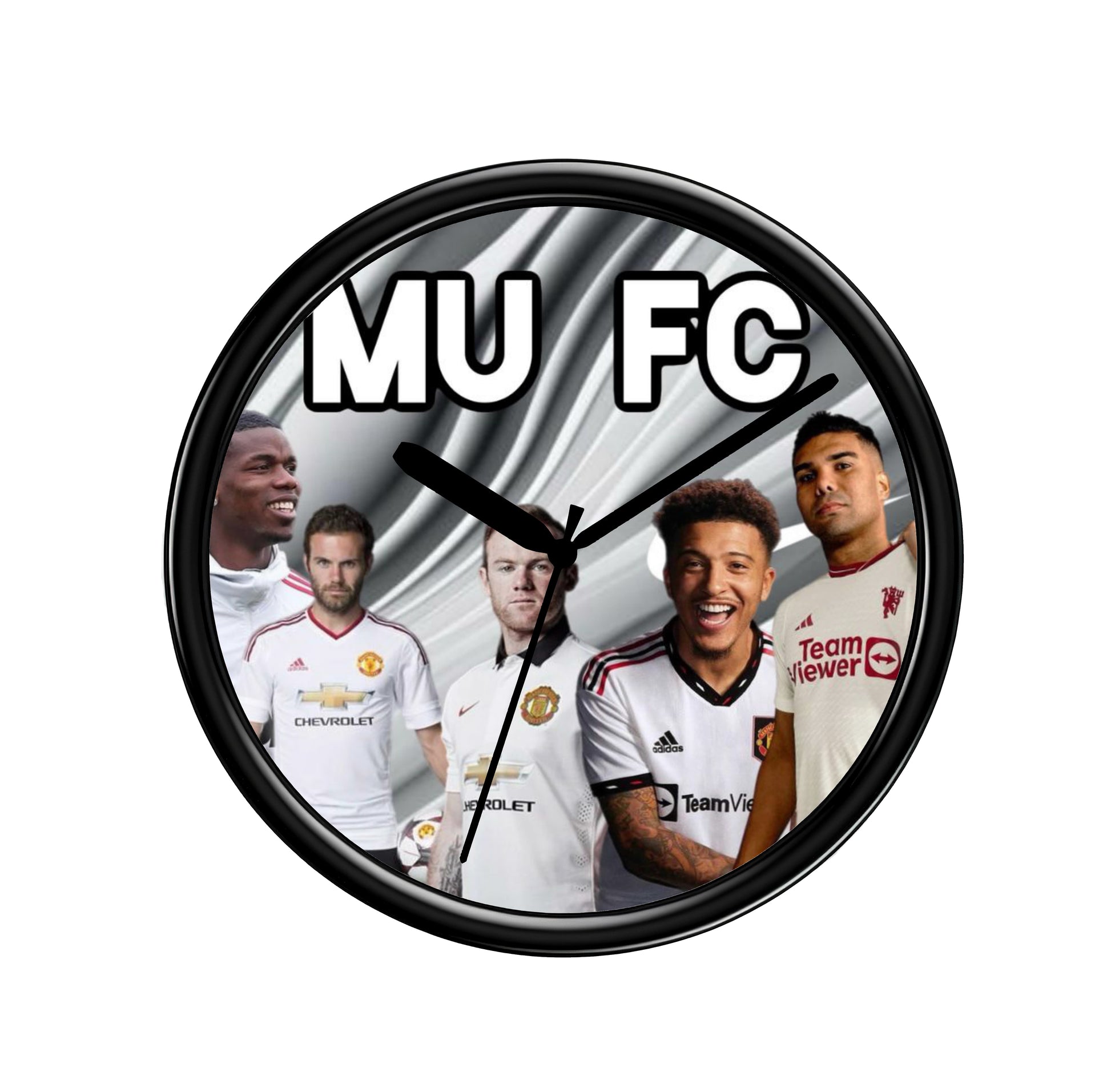 Wall clock with Football Players images on a white background