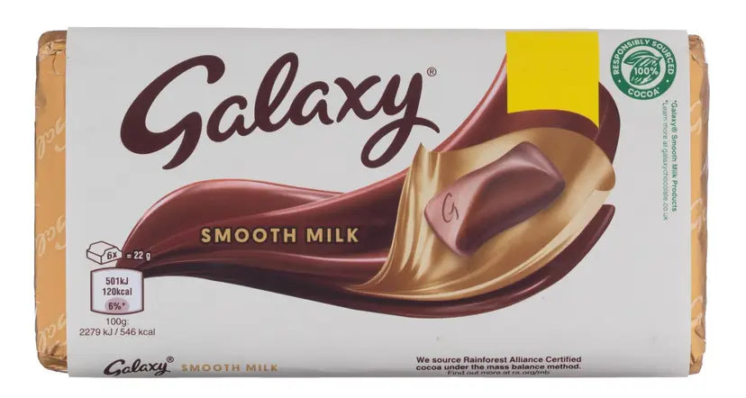 Galaxy Smooth Milk chocolate bar packaging on a white background