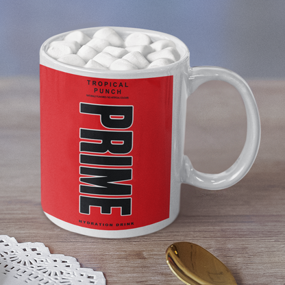 Tropical Punch Red Prime Hydration Inspired Mug. Heat reveal magic mug. Birthday Gift. Christmas Gift. Mug from NaughtyCard. Prime Red