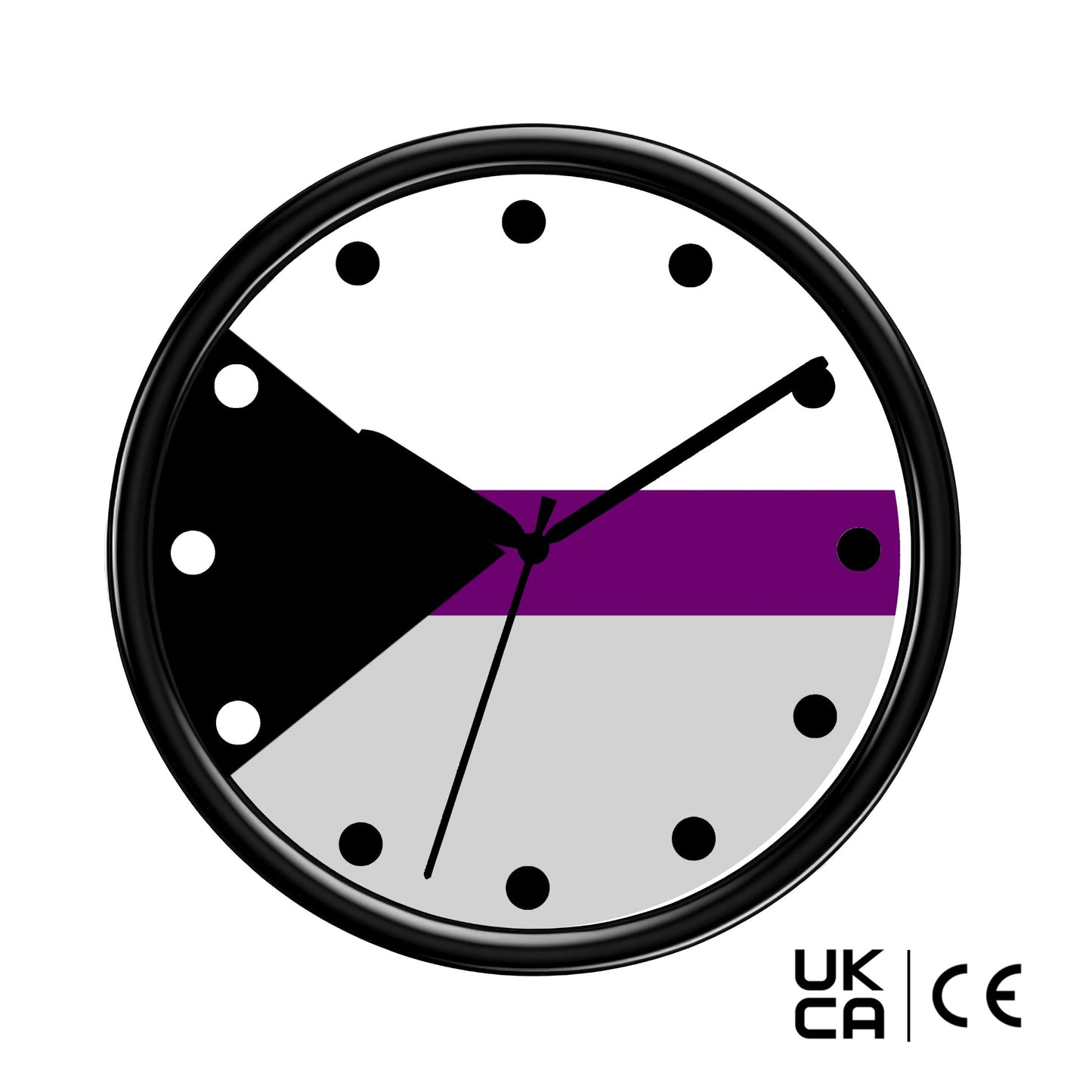 Demisexual Pride Wall clock with a design of a demi flag on a white background 