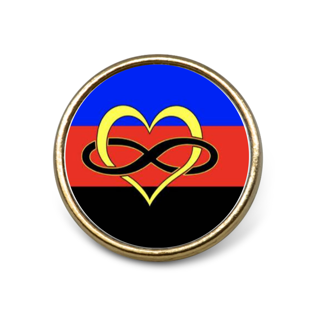 polyamorous Gold pin badge