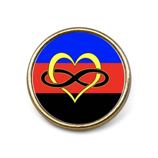 polyamorous Gold pin badge