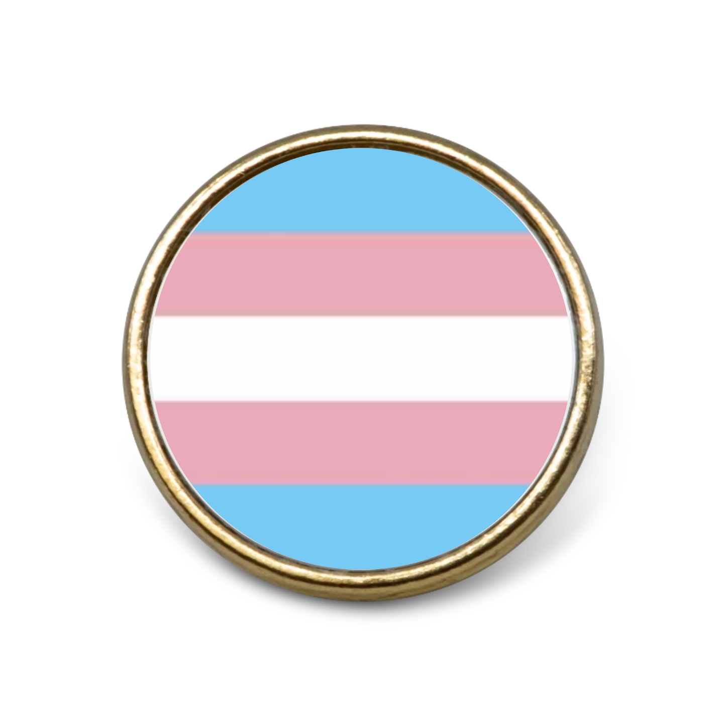 Gold Pin badge featuring the transgender flag