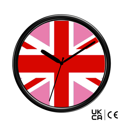 Wall clock with Union Jack design on a white background