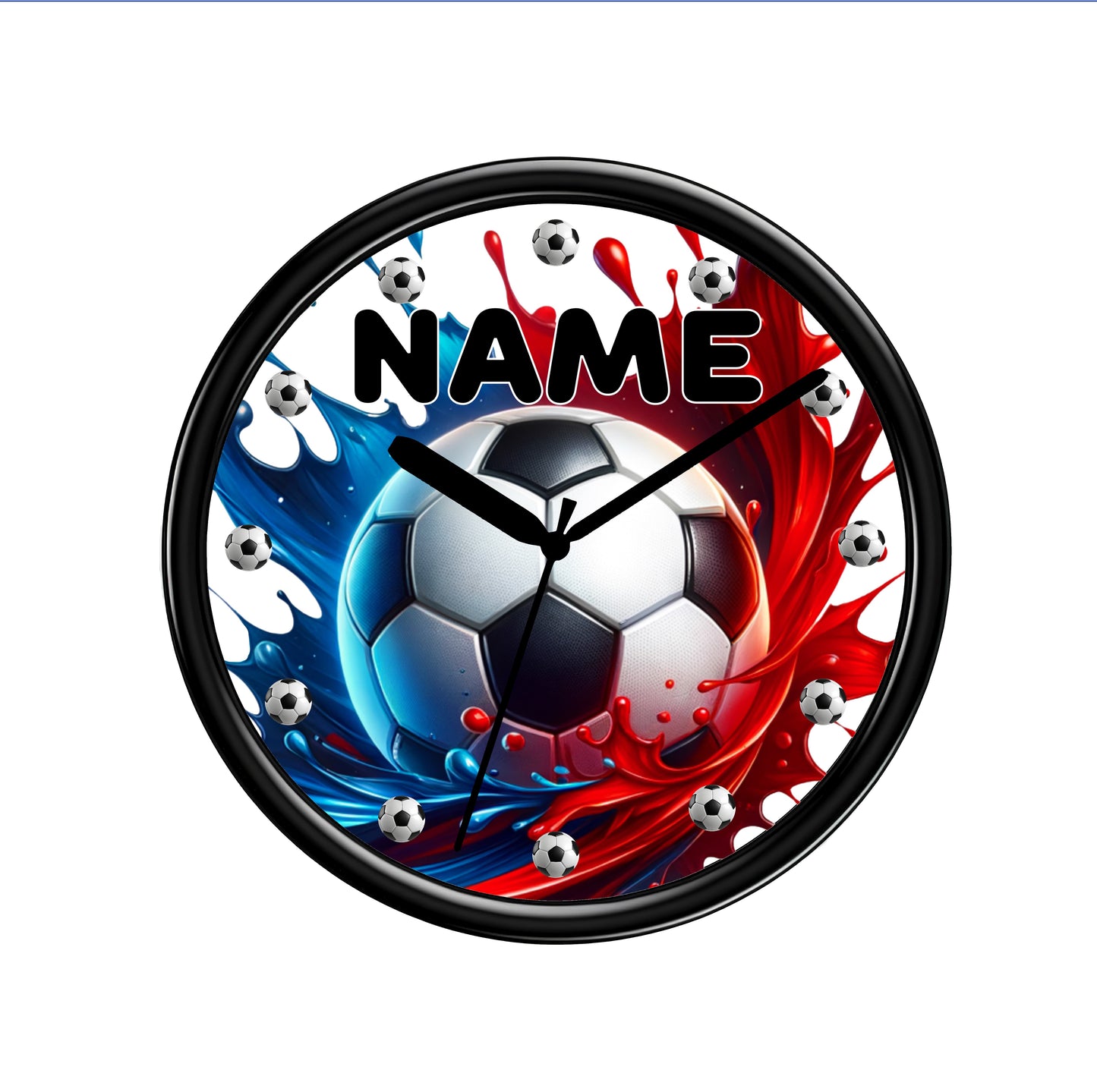 Red and Blue Football Wall Clock - Personalised With Any Name