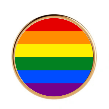 Gay Pride Flag Badge on a plain white background