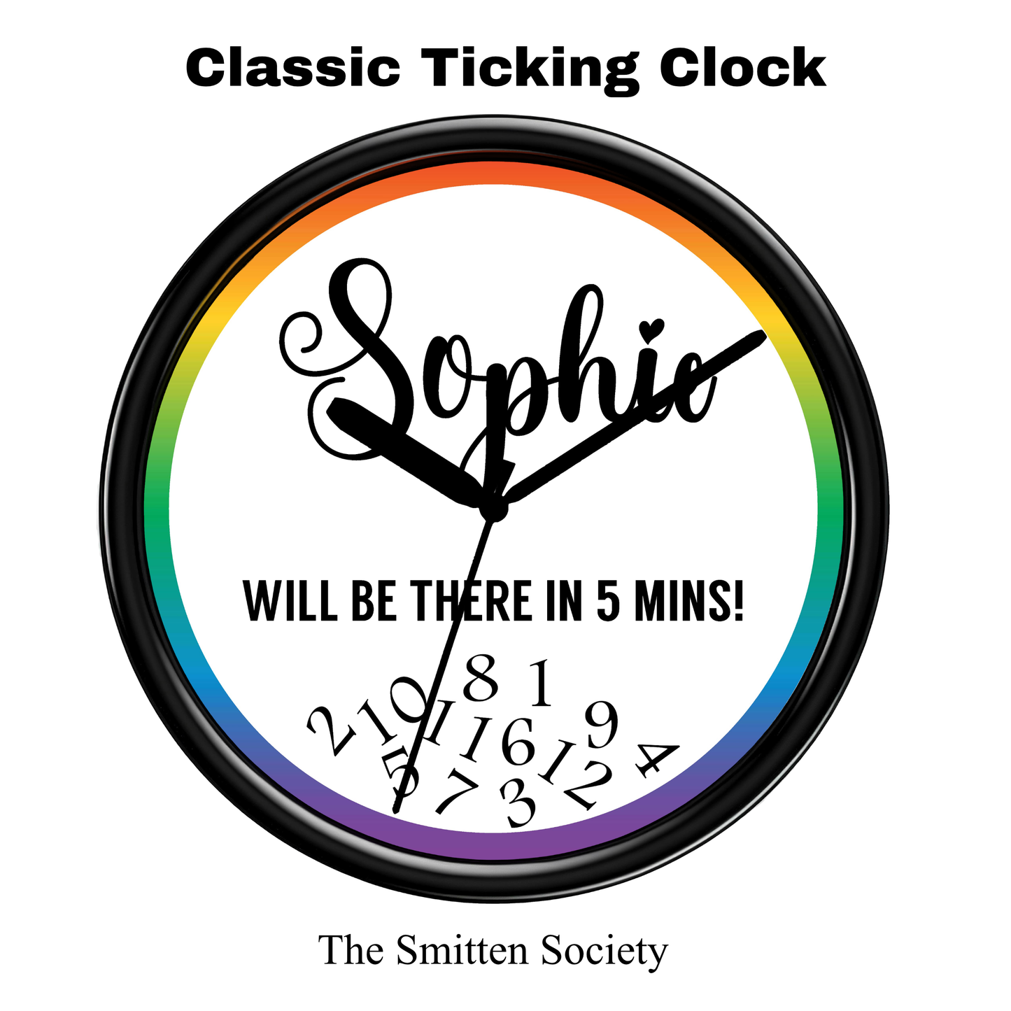 Personalised LGBT Pride Rainbow Wall Clock | Custom Name Gift | Proudly Smitten