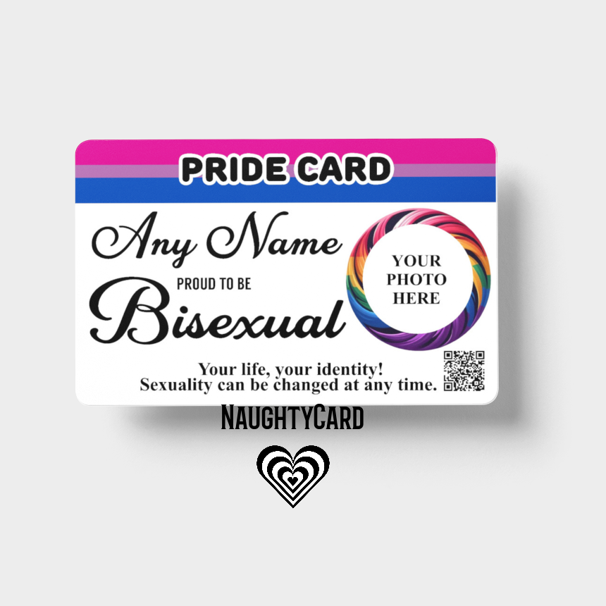 Bisex Membership card with bisexual pride flag design on a white background