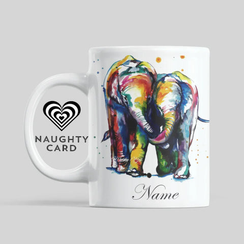 2 Elephants Personalised Mug - Naughty Card