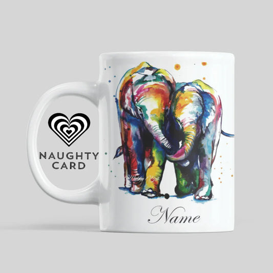2 Elephants Personalised Mug - Naughty Card