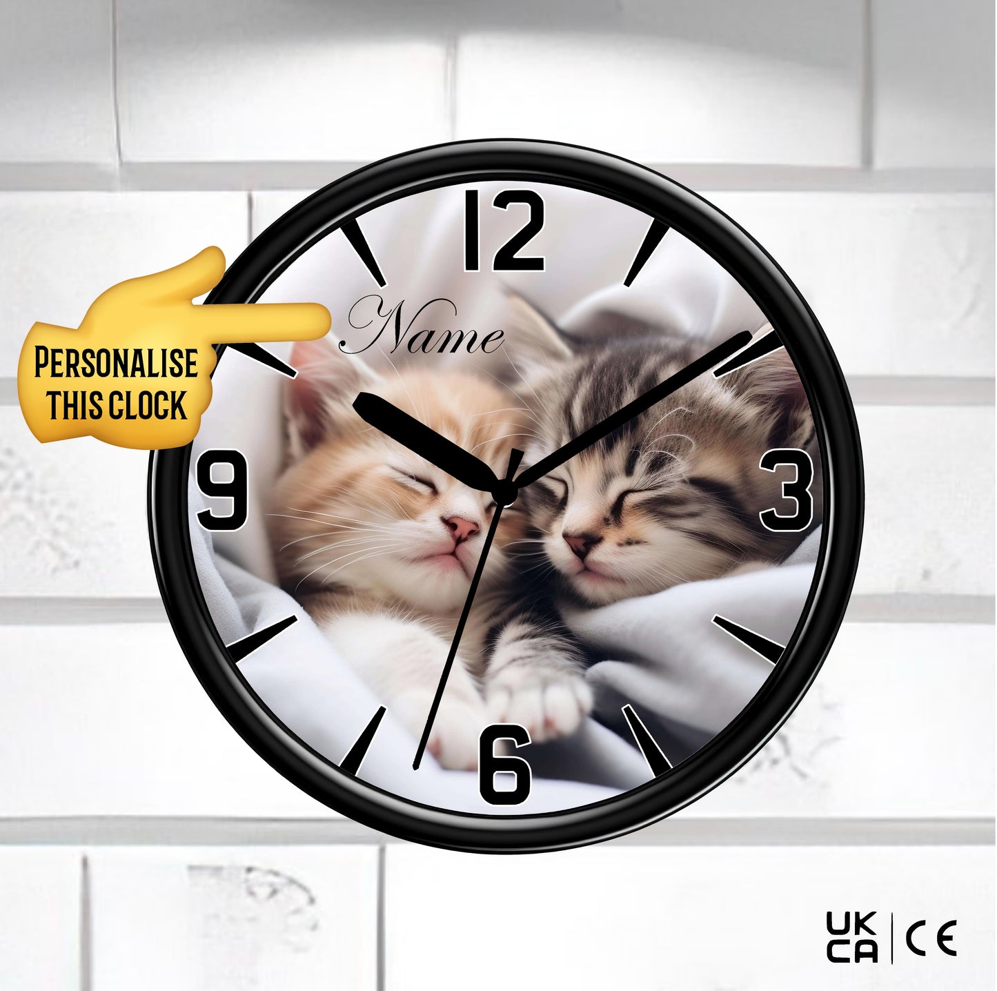 Personalised Cat Kitten Wall Clock from Naughty Card