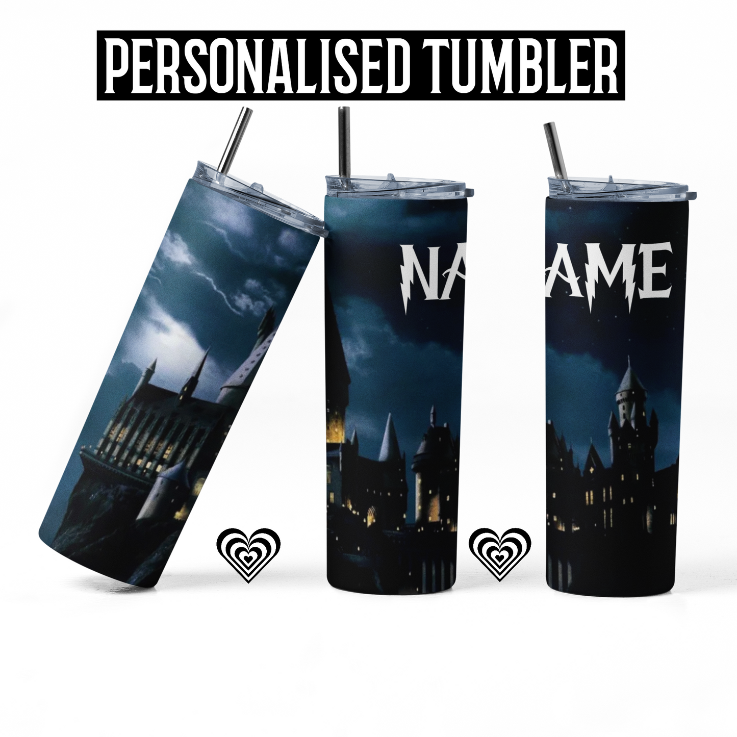 HW Castle Thermal Skinny Metal Tumbler Personalised 20oz