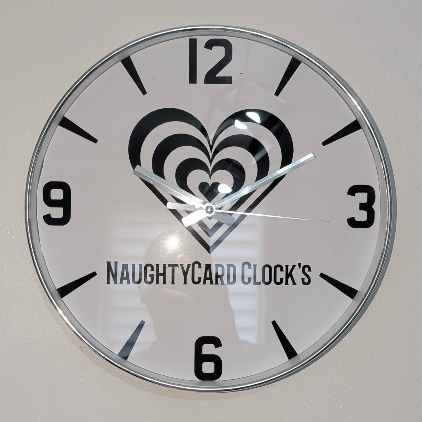 Standard Silver 30cm Clock NaughtyCard Clock's