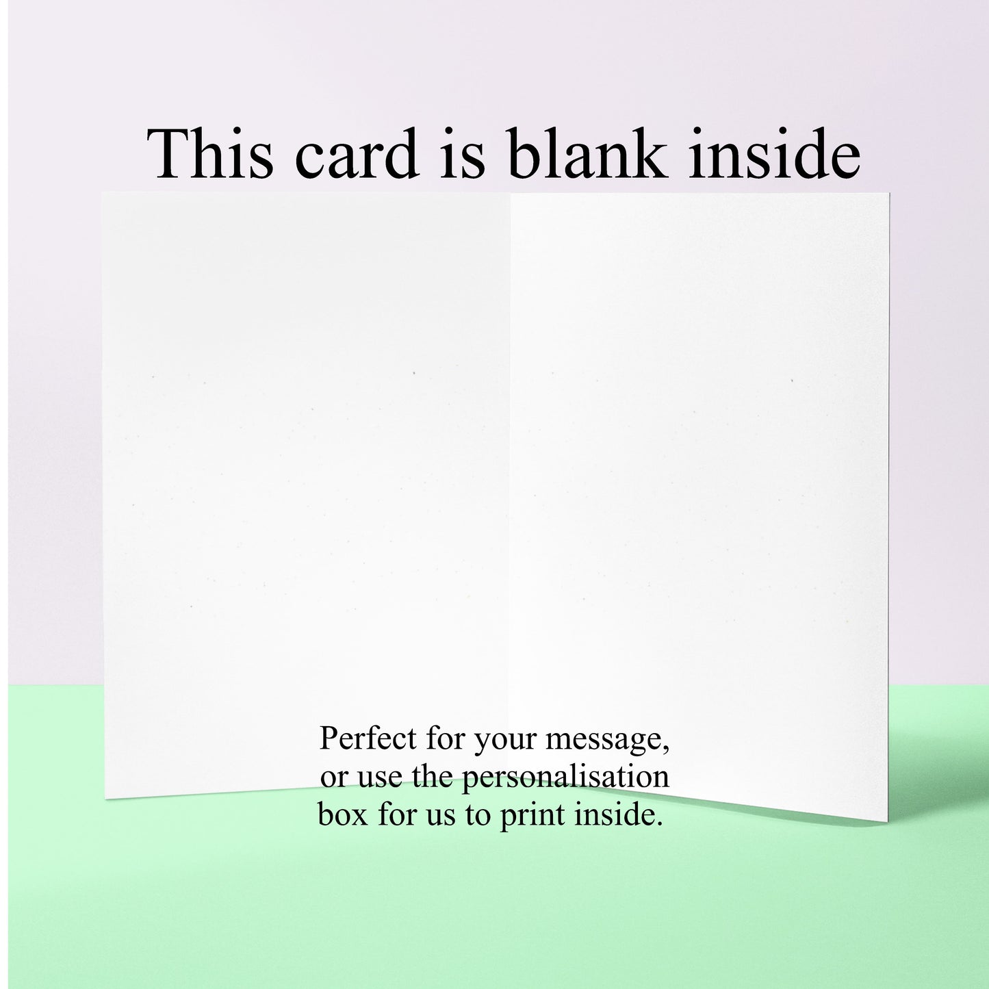 Blank card with text on a light purple and green gradient background