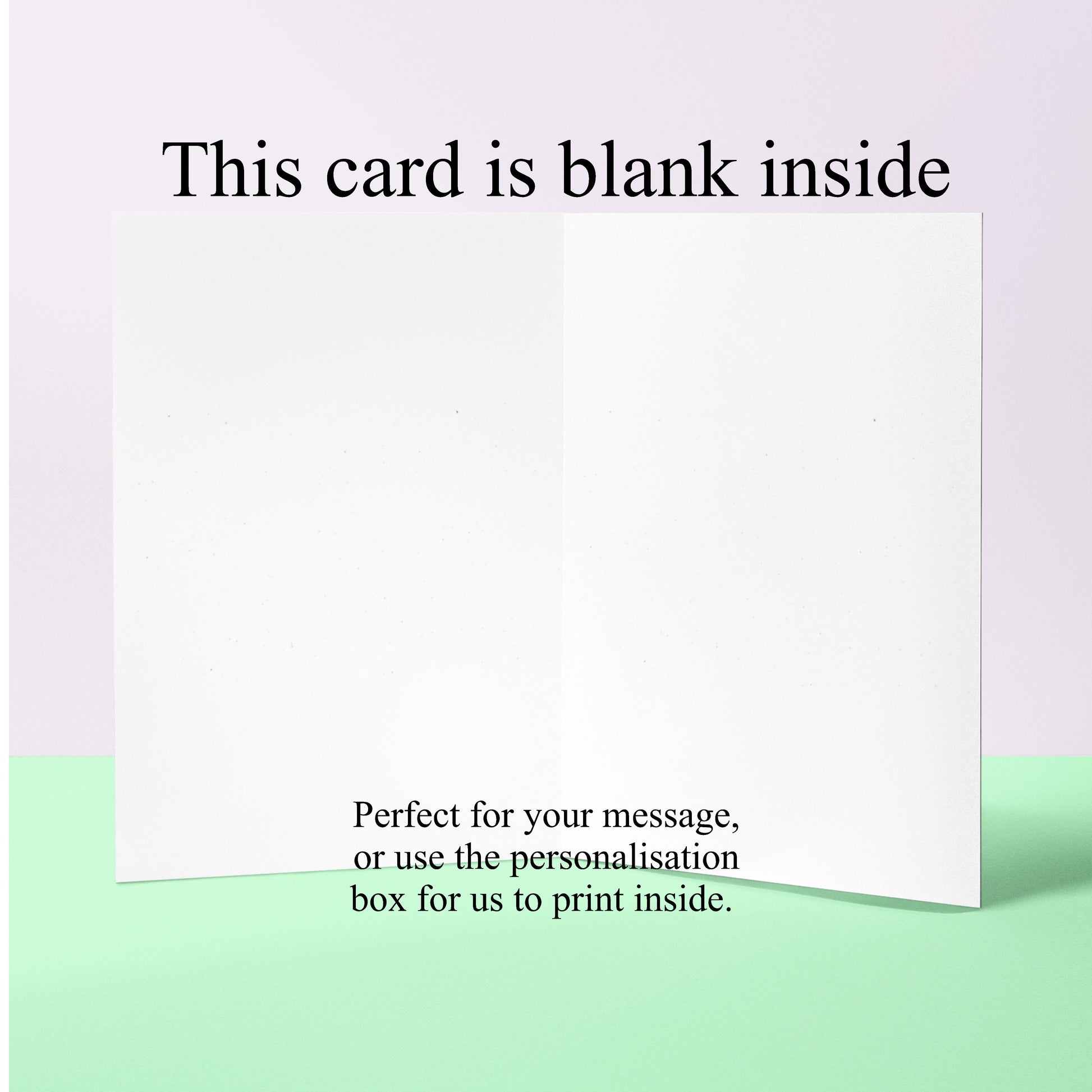 Blank card with text on a light purple and green gradient background