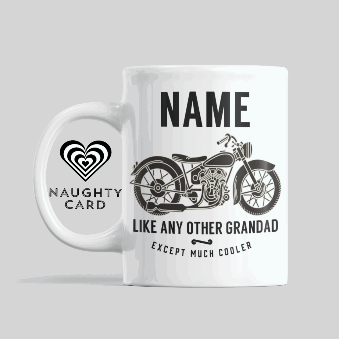 Biker Mug, Birthday Gift, Christmas Gift, Personalised Mug, Personalized Gift, Mug On Plain Background, Grandad Personalised
