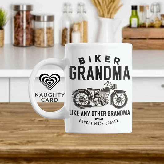 Grandma Biker Mug, Birthday Gift, Christmas Gift, Personalised Mug, Personalized Gift, Mug On Plain Background, 