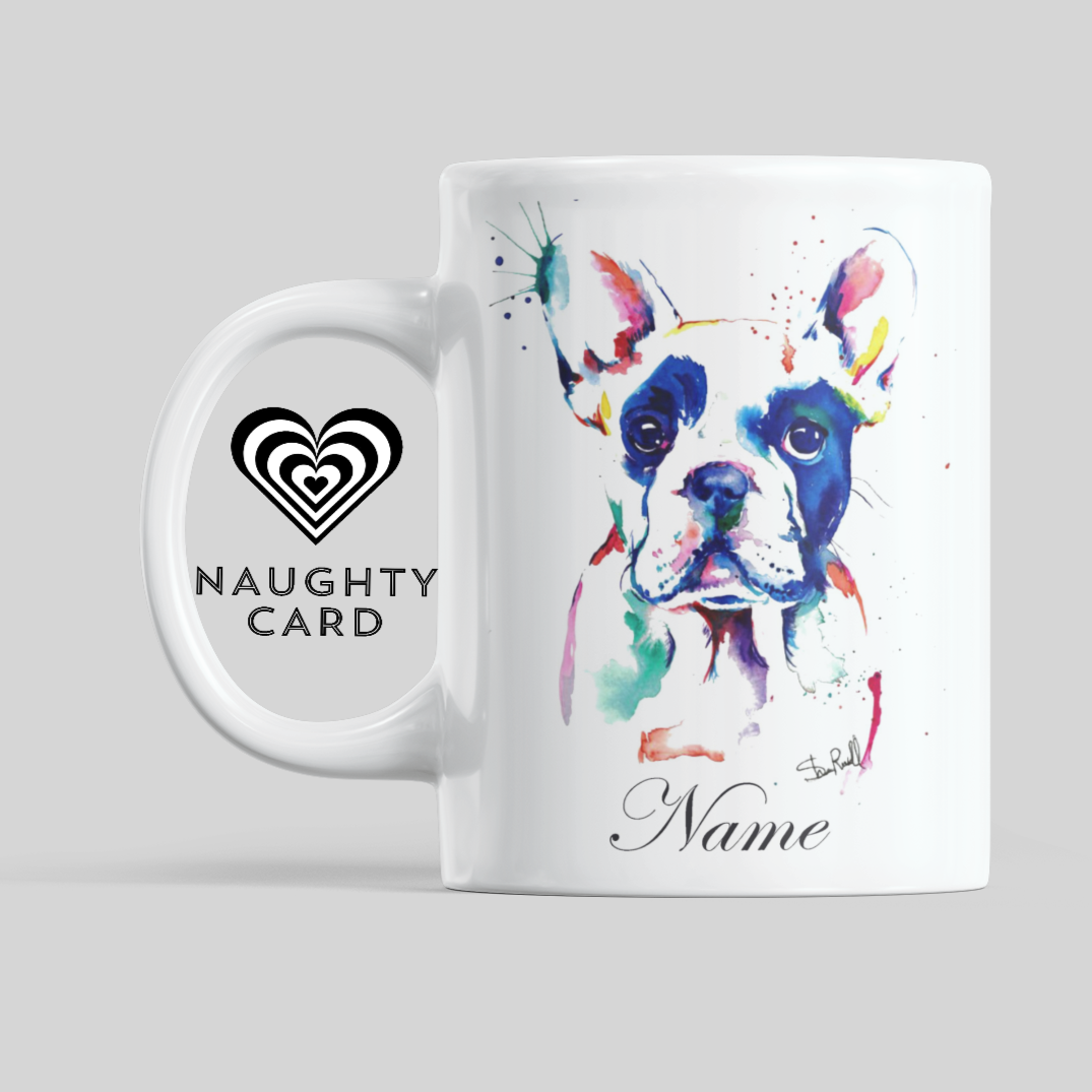 Bully Personalised Water Colour Mug From NaughtyCard. Watercolour animal mug.