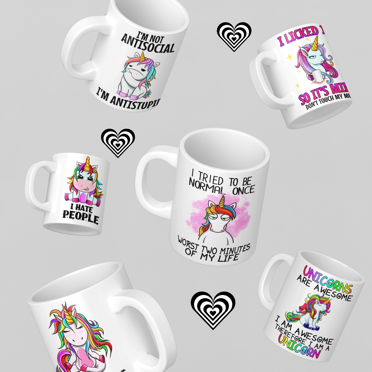 Naughty unicorn Mugs from NaughtyCard. Funny Novelty Birthday Gift. Magic Mug. 