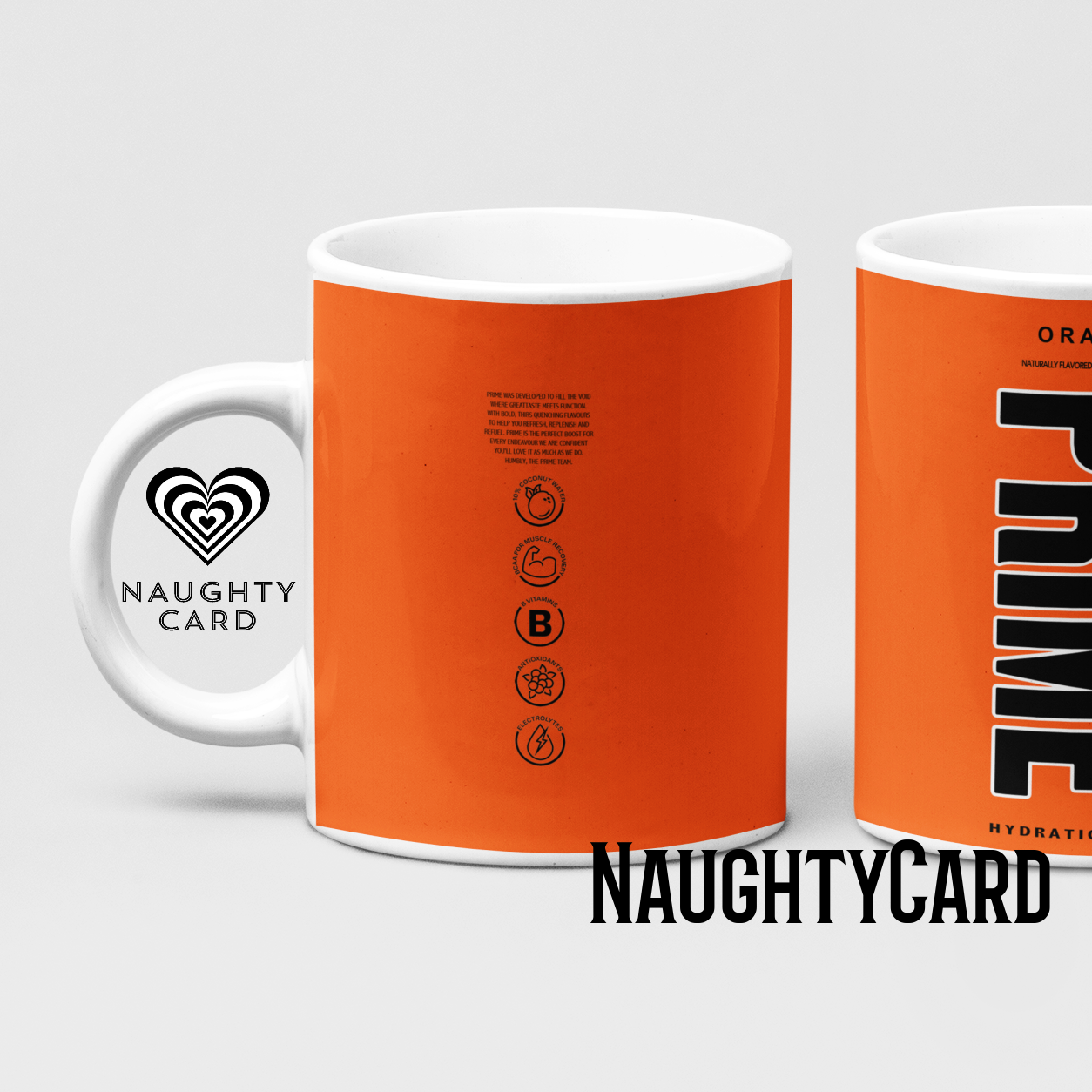 Orange Prime Hydration Inspired Mug. Heat reveal magic mug. Birthday Gift. Christmas Gift. Mug from NaughtyCard. 