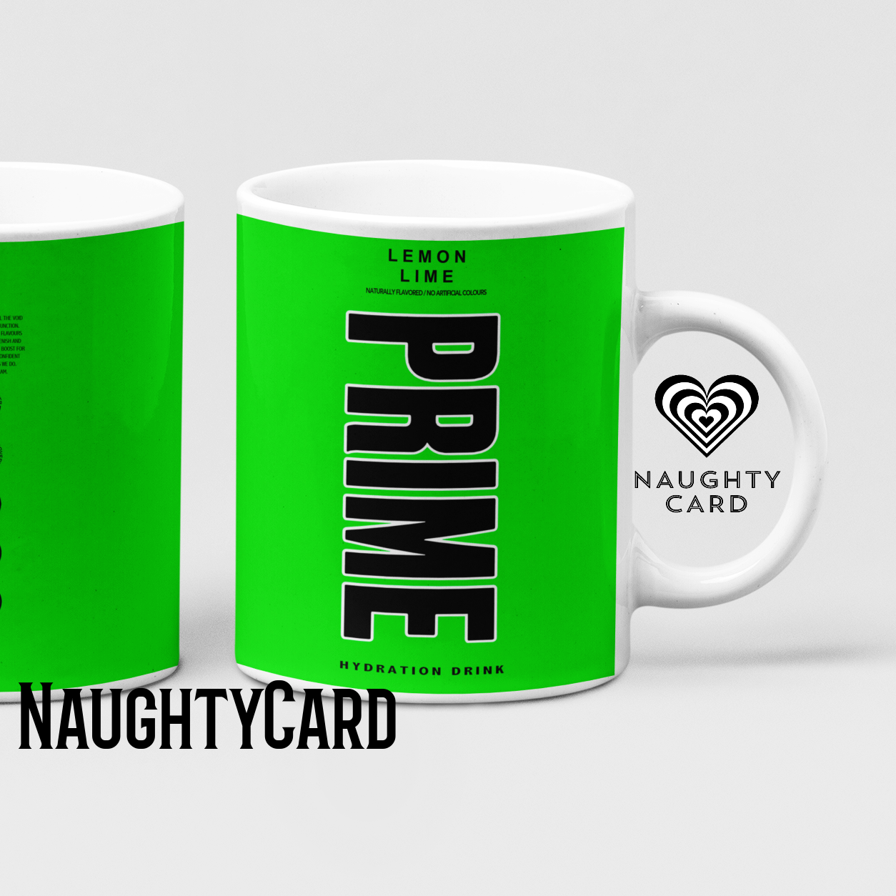 Lemon Lime Prime Hydration Inspired Mug. Heat reveal magic mug. Birthday Gift. Christmas Gift. Mug from NaughtyCard. Green Prime Mug