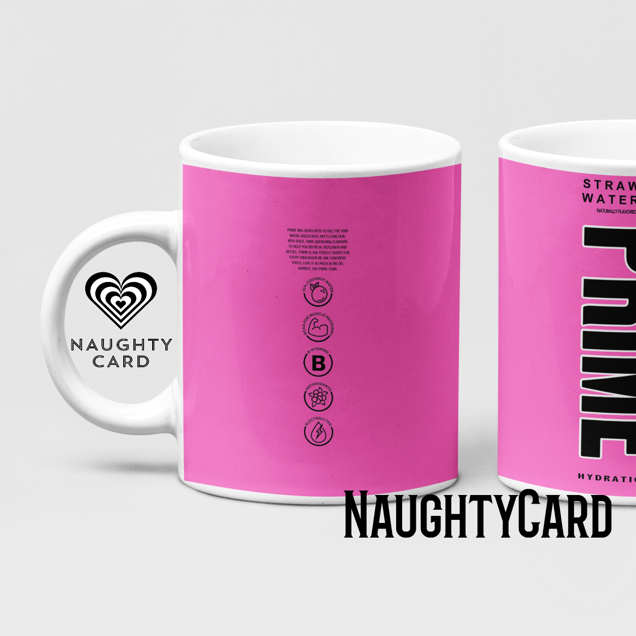 Pink Prime Hydration Inspired Mug. Heat reveal magic mug. Birthday Gift. Christmas Gift. Mug from NaughtyCard. 