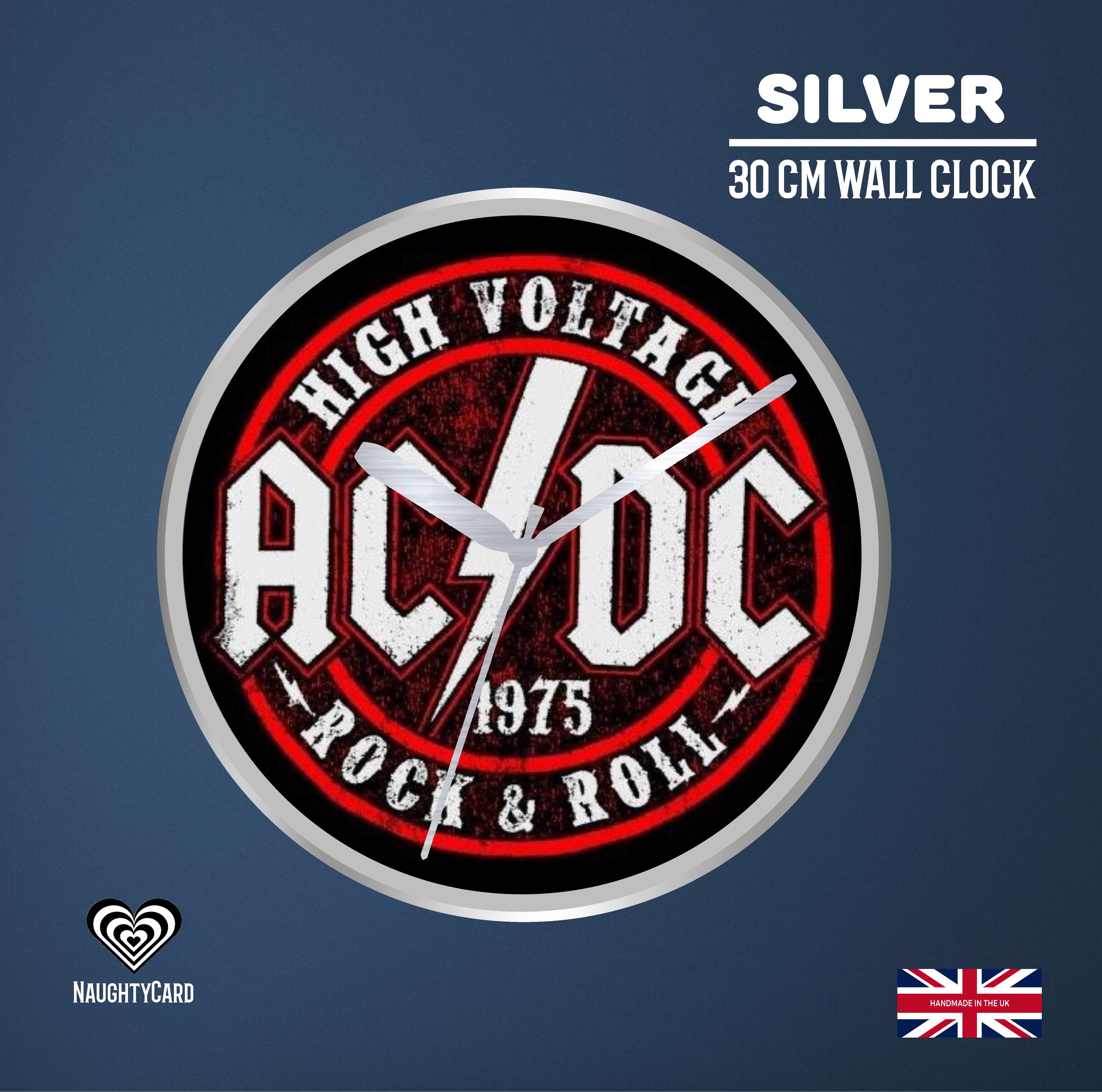 AC/DC Silver 30cm Wall Clock – The Smitten Society