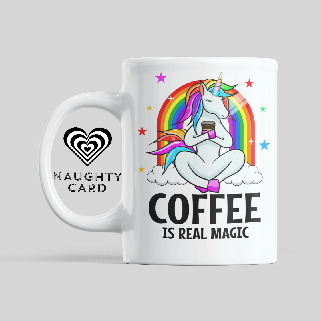 Coffee is magic. Funny Unicorn mug from NaughtyCard. Designed for adults this is the perfect office birthday gift. Leaving Gift and ideal for secret santa. Christmas Gift