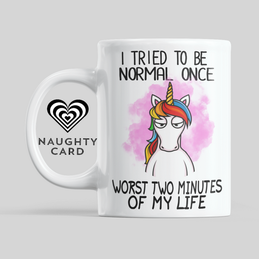 Normal Funny Unicorn mug from NaughtyCard. Designed for adults this is the perfect office birthday gift. Leaving Gift and ideal for secret santa